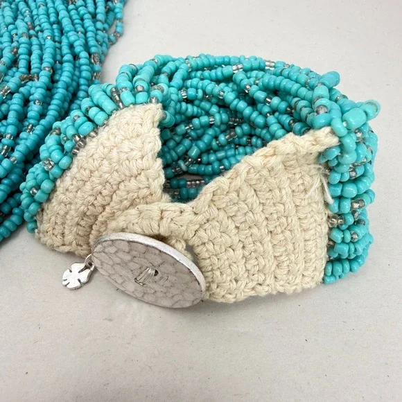 Lucky Brand Multi Strand Seed Bead Crochet Statement Necklace and Bracelet Set - Picture 2 of 8